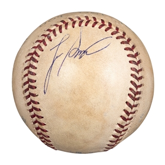1995 Lee Smith Game Used/Signed Career Save #446 Baseball Used on 5/29/95 (Smith LOA)
